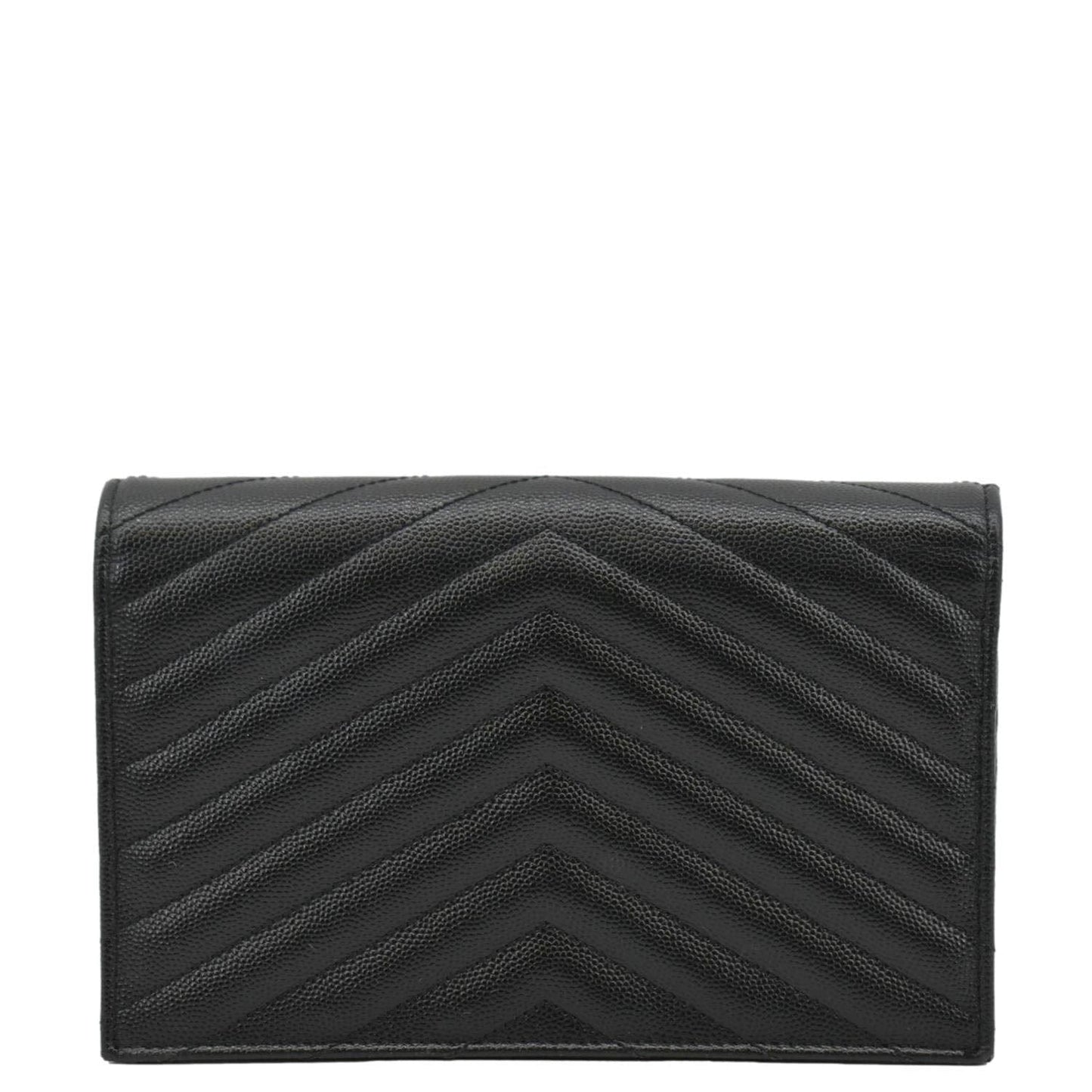 YSL Saint Laurent Yves Woc Cassandre Grain De Poudre Crossbody Bag Black Chain