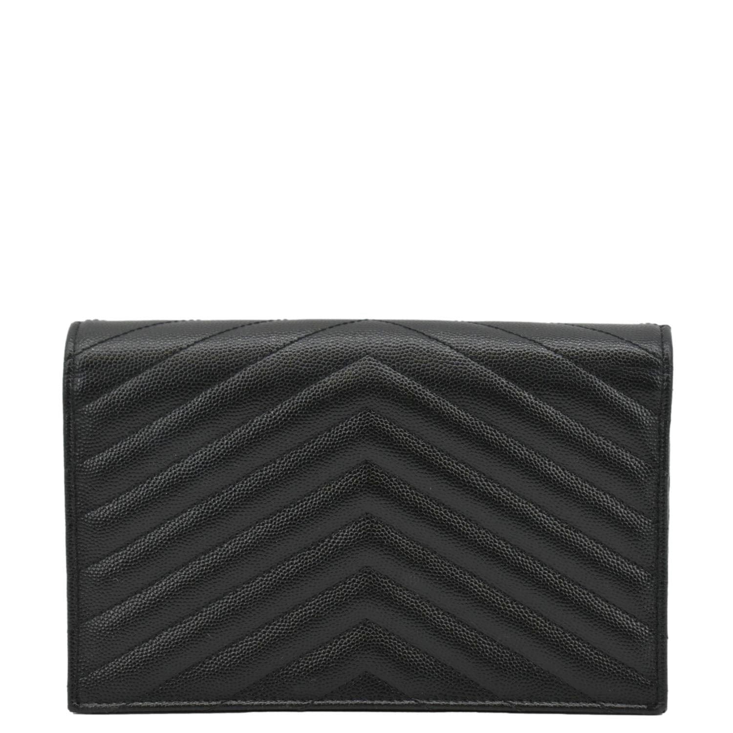 YSL Saint Laurent Yves Woc Cassandre Grain De Poudre Crossbody Bag Black Chain