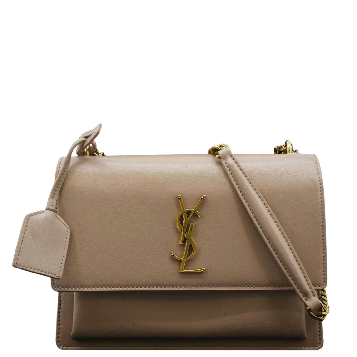 YSL Saint Laurent Yves Sunset Shoulder Bag Rosy Sand Leather Monogram Medium
