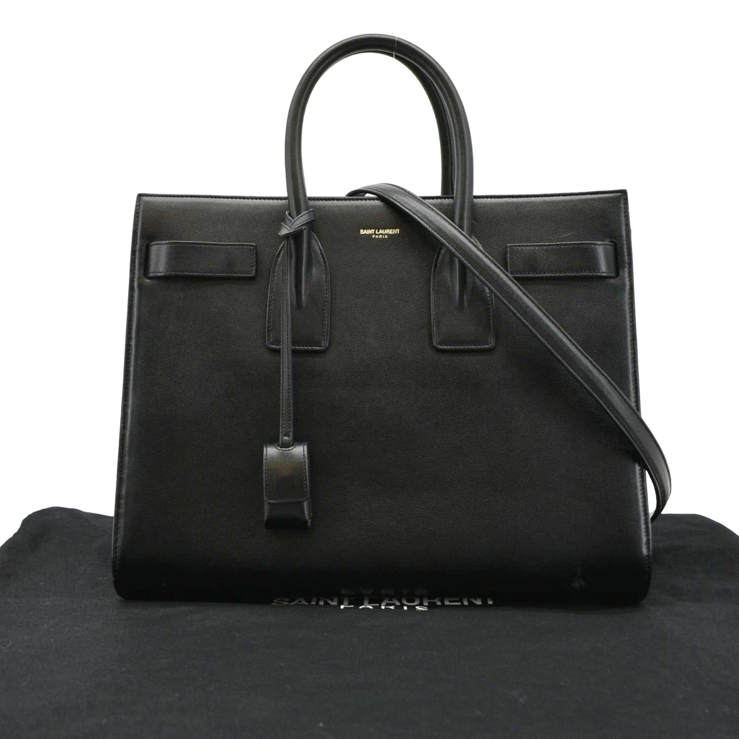 YSL Saint Laurent Yves Sac De Jour Shoulder Bag Leather Black Small