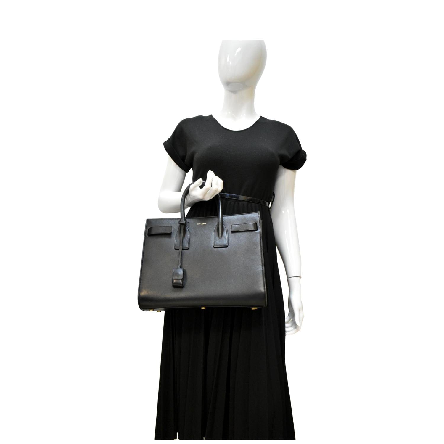 YSL Saint Laurent Yves Sac De Jour Shoulder Bag Leather Black Small