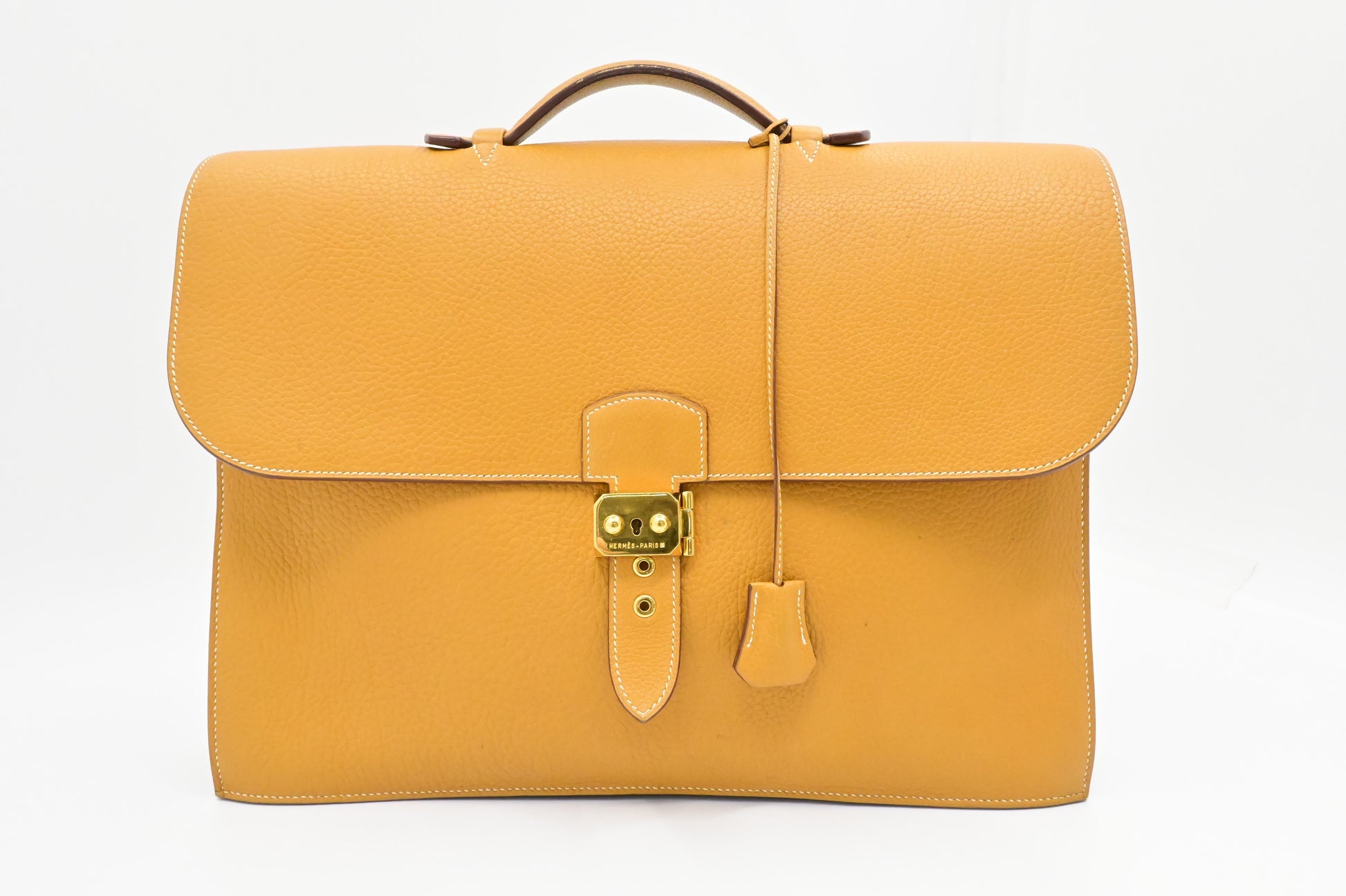 Hermes Sac A Depeches In Yellow Clemence Handbag Leather Travel Bag
