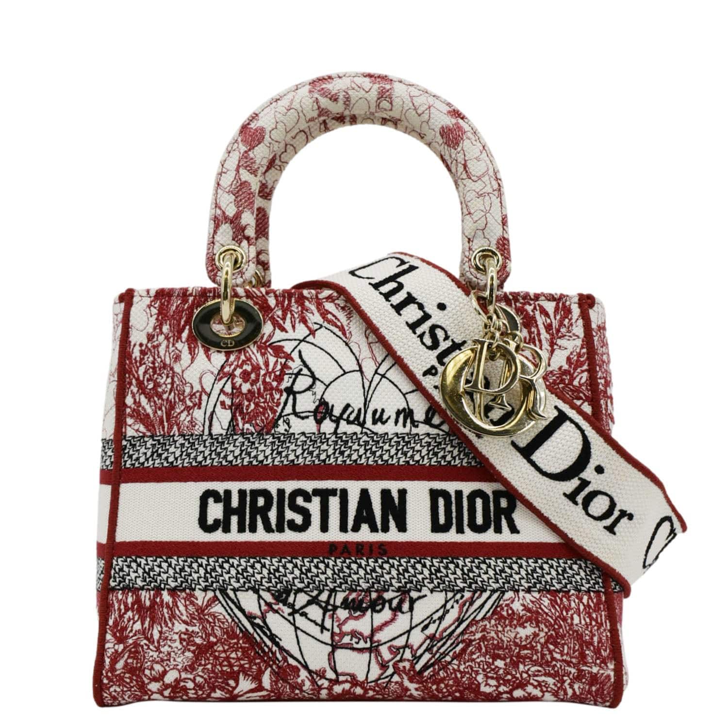 Dior Lady Lite mour Royaume Damour Motif Crossbody Bag Canvas Multicolor Medium