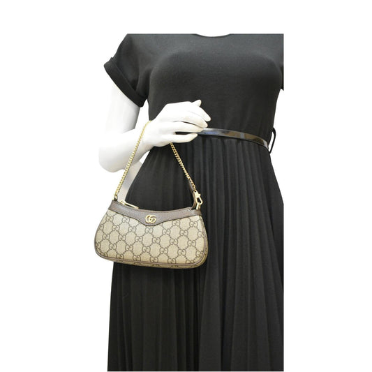 Gucci Ophidia Supreme Shoulder Bag Canvas Beige Mini Bag