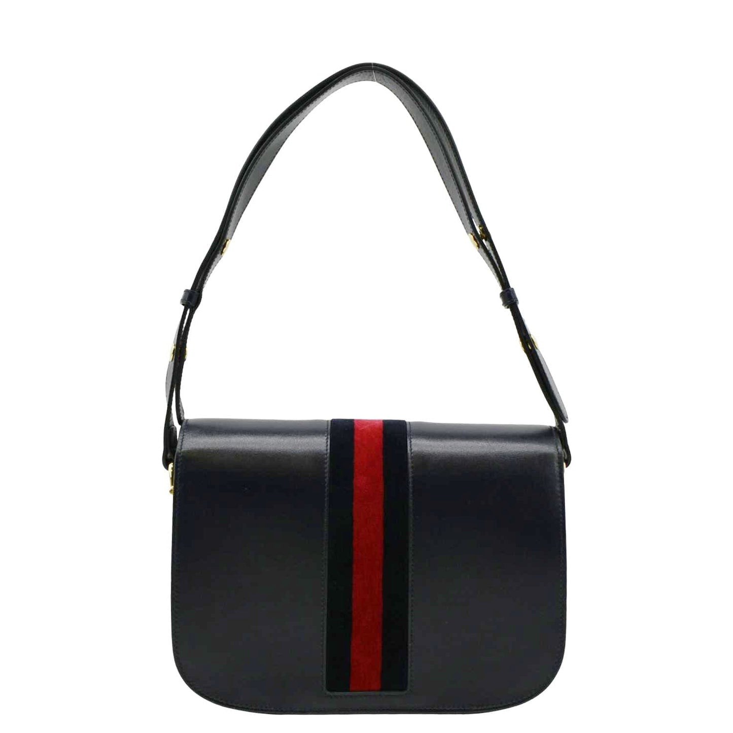 Gucci Horsebit Shoulder Bag Navy Leather Small