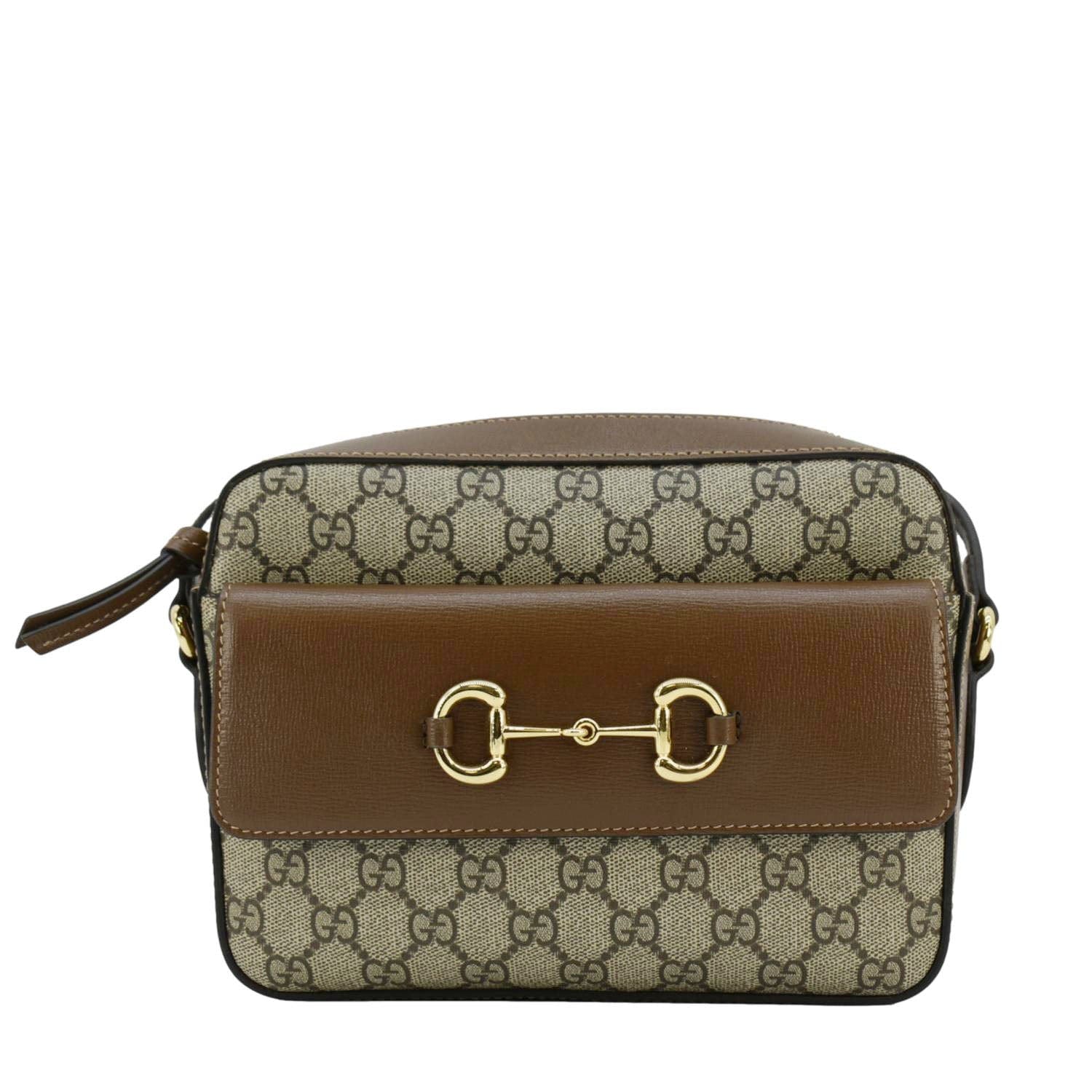 Gucci Horsebit Supreme Shoulder Bag Canvas Beige