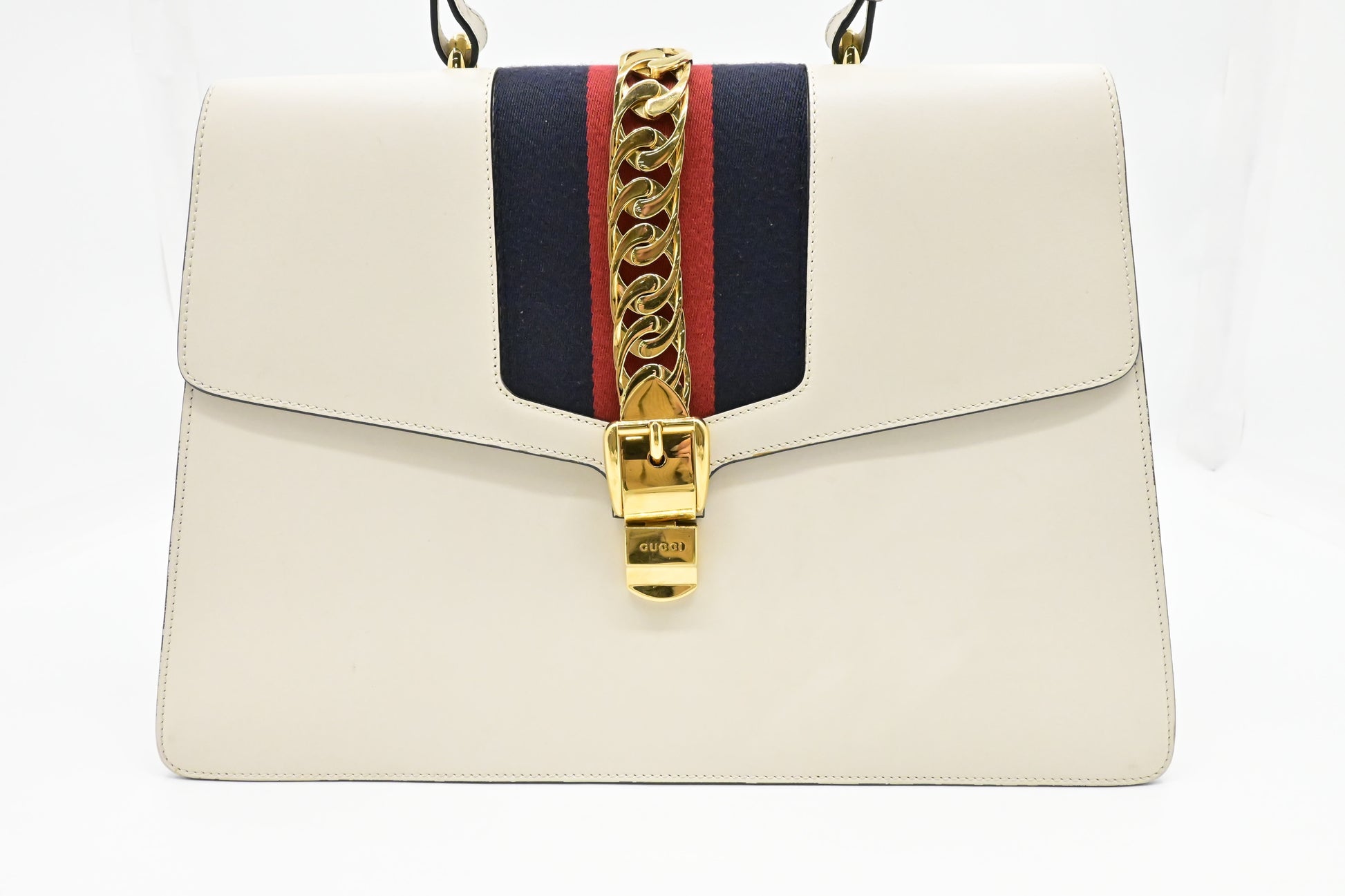 Gucci Sylvie Leather White Large Travel Bag
