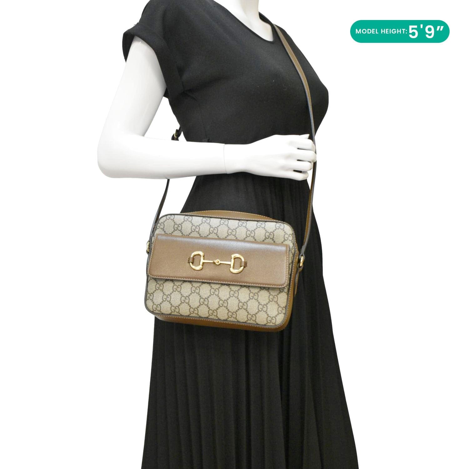 Gucci Horsebit Supreme Shoulder Bag Canvas Beige