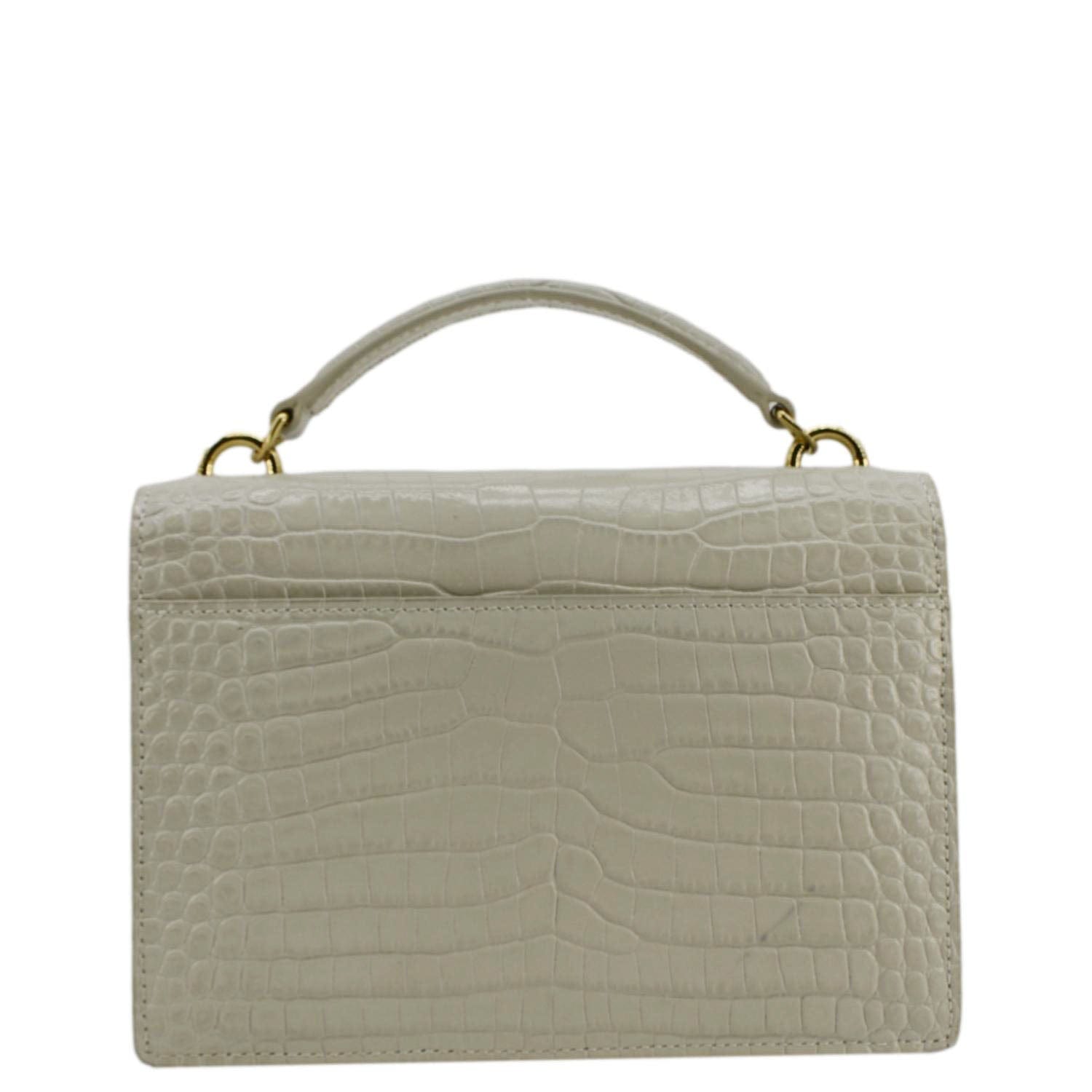 YSL Saint Laurent Yves Sunset Crocodile Crossbody Bag Ivory Leather Embossed