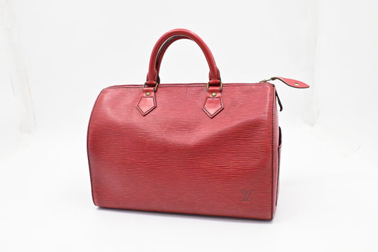 Louis Vuitton Speedy 30 Red Leather Epi Handbag