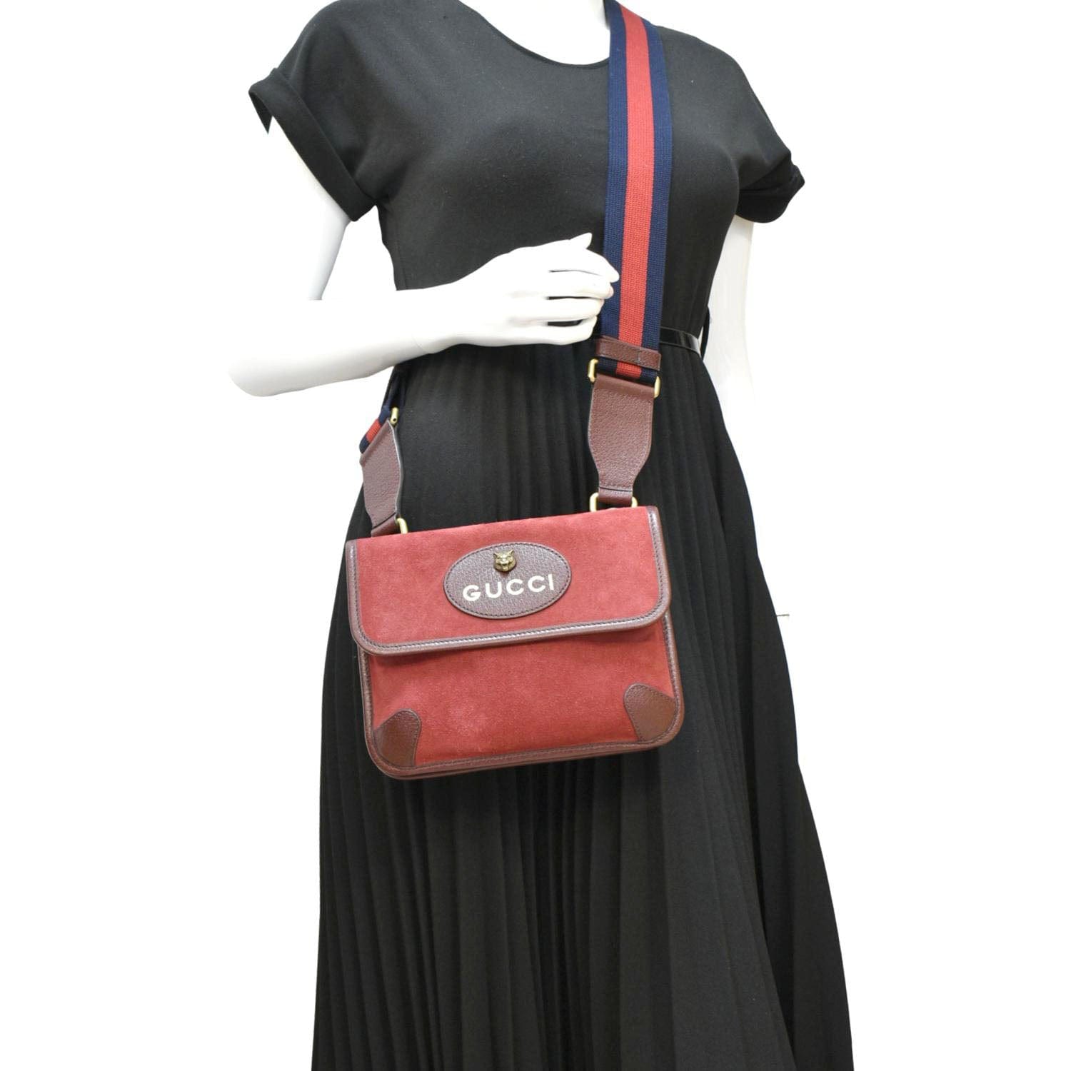 Gucci Neo Crossbody Bag Suede Red
