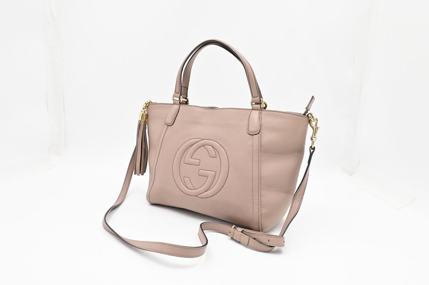 Gucci Soho Cellarius 2-Way Zip Pale Leather Pink Tote Bag