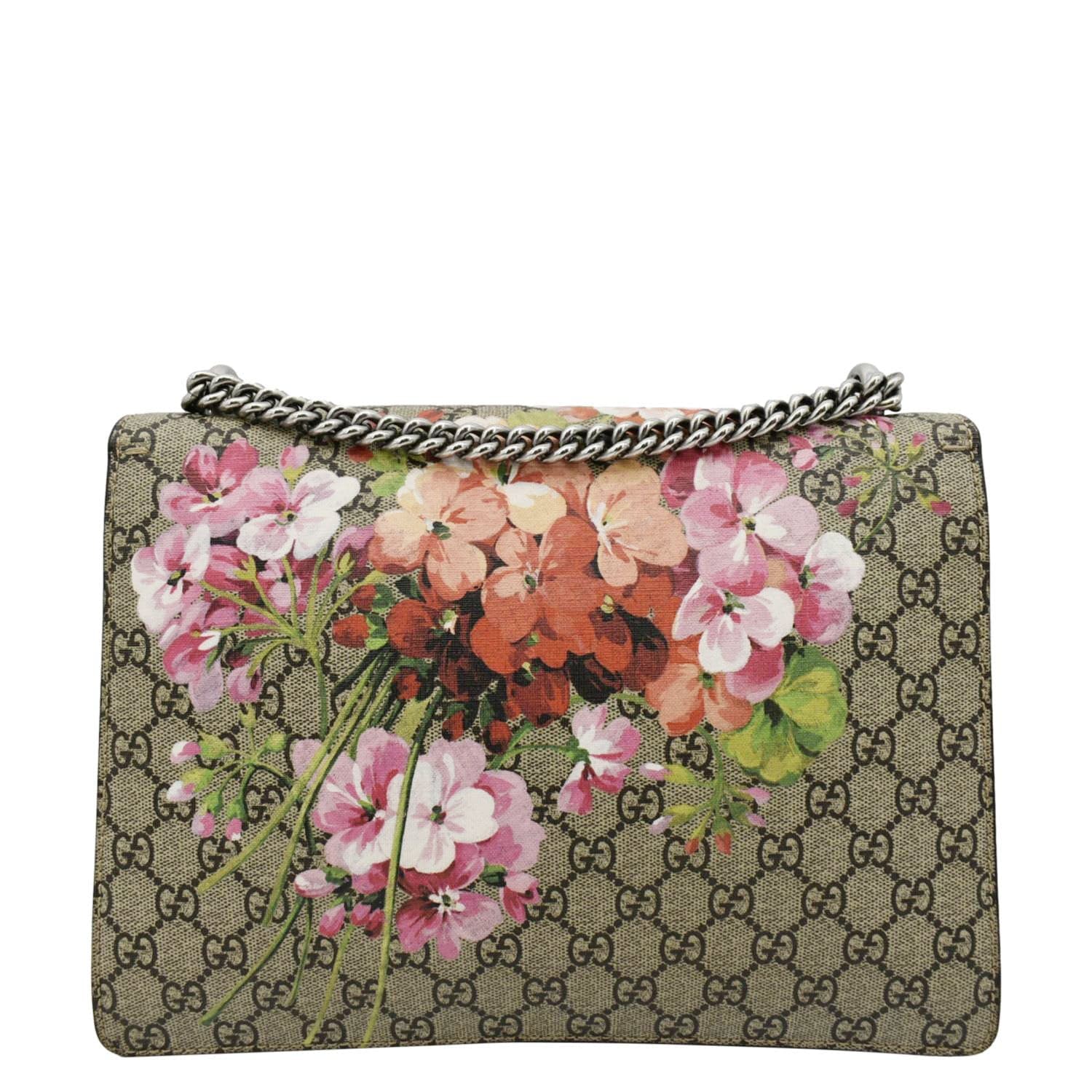 Gucci Dionysus Blooms Supreme Chain Shoulder Bag Canvas Beige