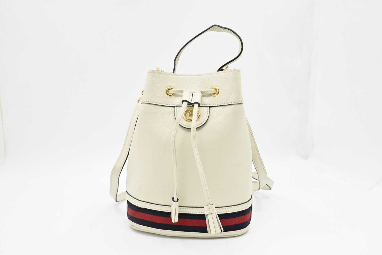 Gucci Ophidia Leather White Bucket Bag