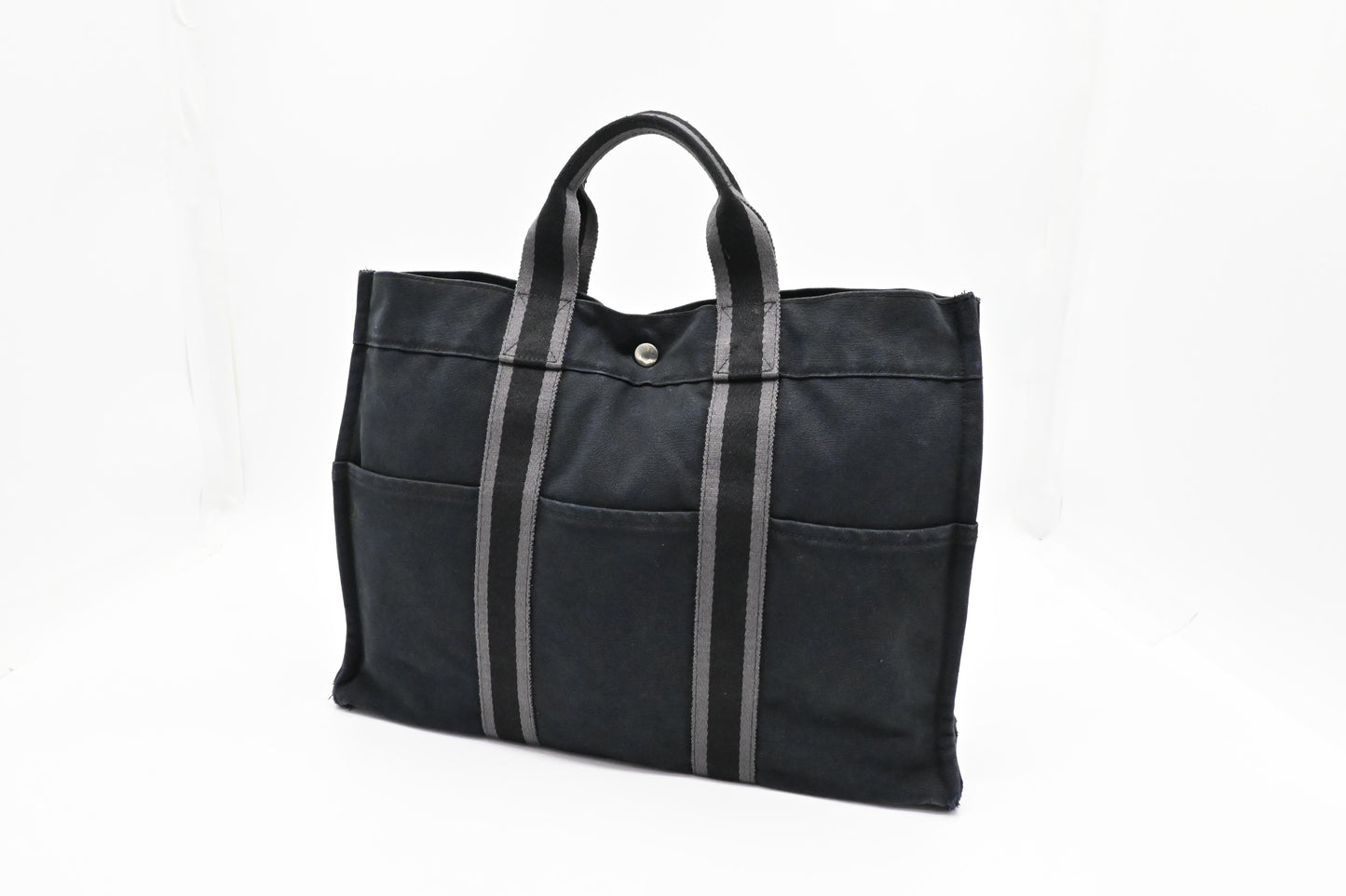 Hermes Fourre Tout Mm In Navy And Gray Canvas Travel Bag