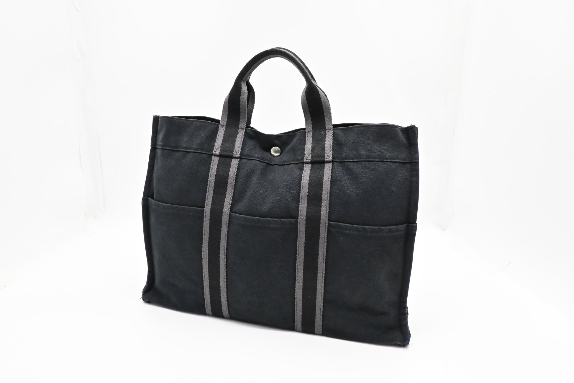 Hermes Fourre Tout Mm In Navy And Gray Canvas Travel Bag