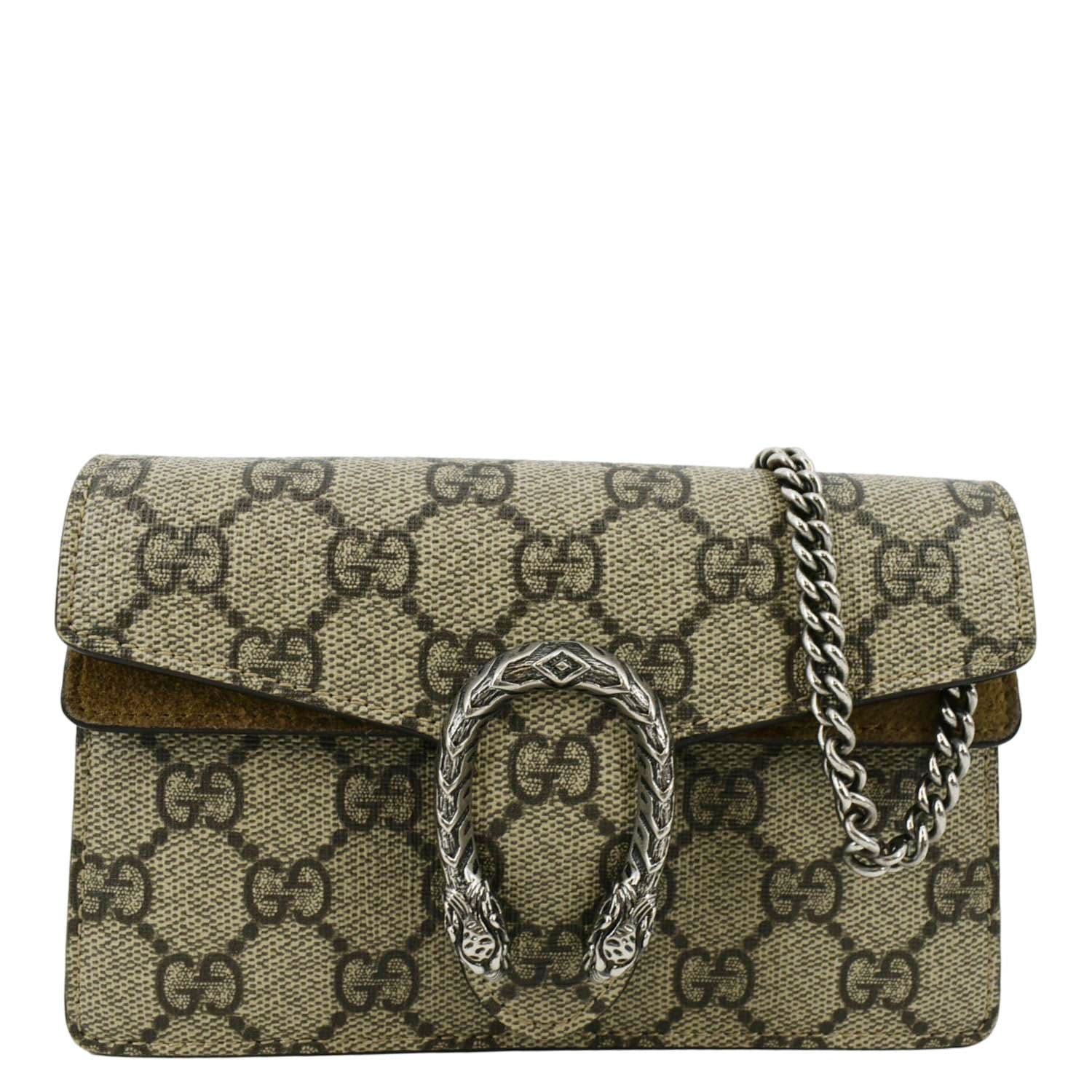 Gucci Dionysus Super Supreme Crossbody Bag Taupe Canvas Mini Mini 476432