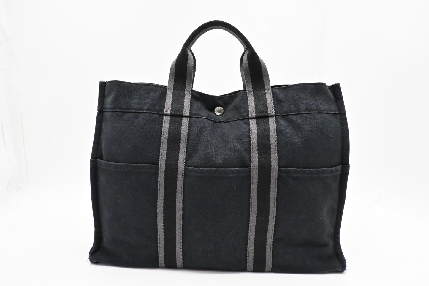 Hermes Fourre Tout Mm In Navy And Gray Canvas Travel Bag