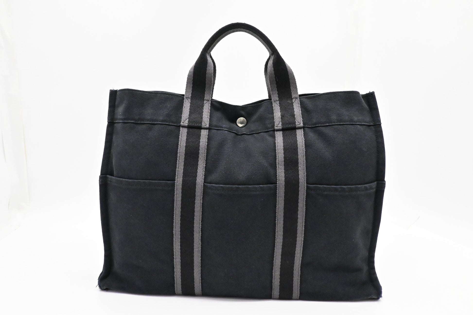Hermes Fourre Tout Mm In Navy And Gray Canvas Travel Bag