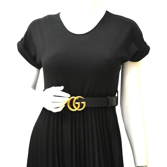 Gucci Buckle Marmont Thin Belt Size Handbag Leather Black Accessory