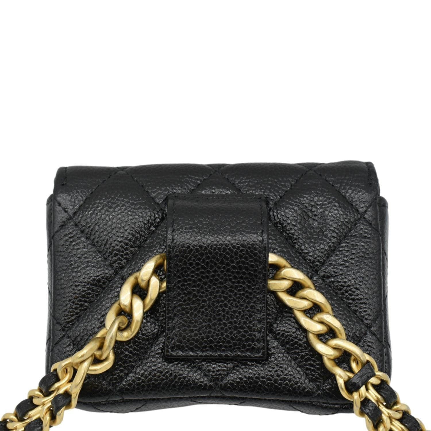 Chanel Sweetheart CC Quilted Caviar Belt Leather Black