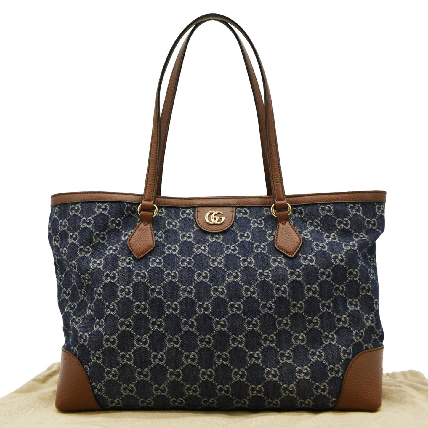 Gucci Ophidia Jacquard Tote Bag Navy Denim Blue