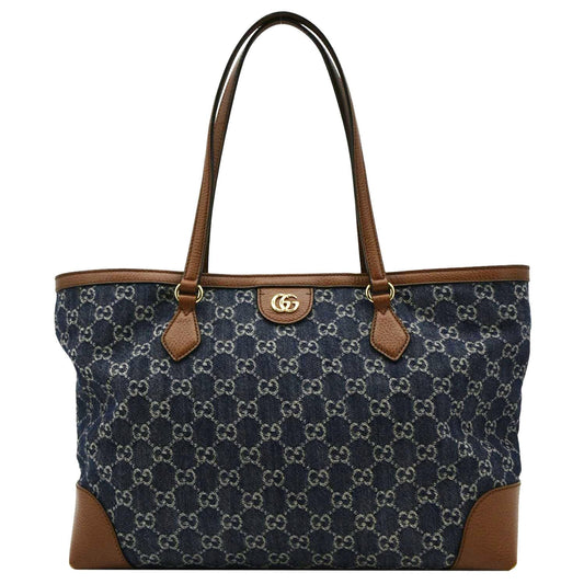 Gucci Ophidia Jacquard Tote Bag Navy Denim Blue