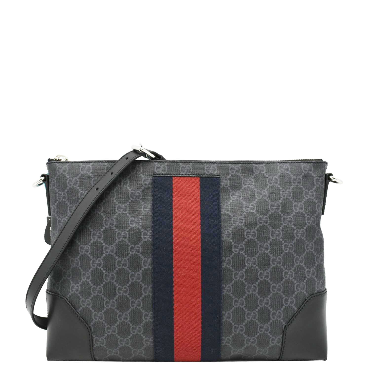Gucci East West Supreme Web Messenger Bag Black Crossbody Bag