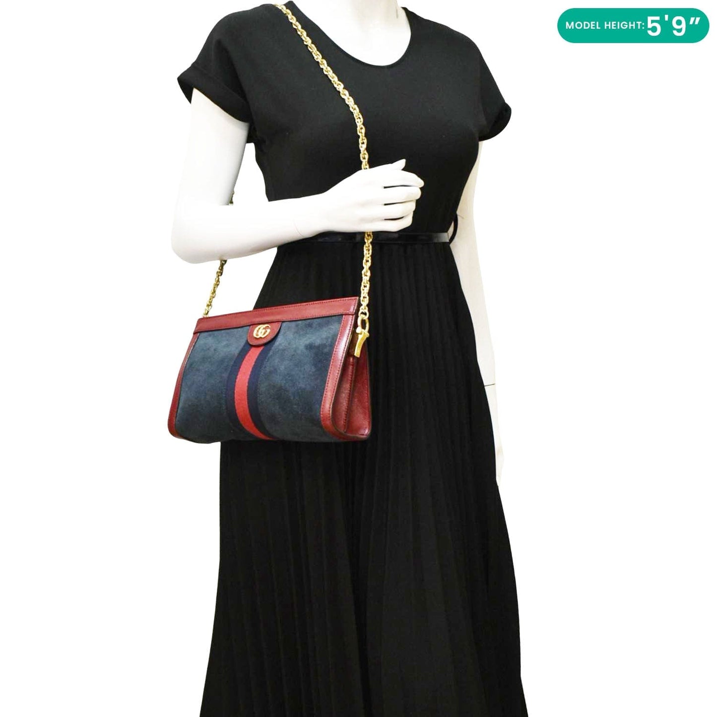 Gucci Ophidia Small Chain Shoulder Bag Suede Denim
