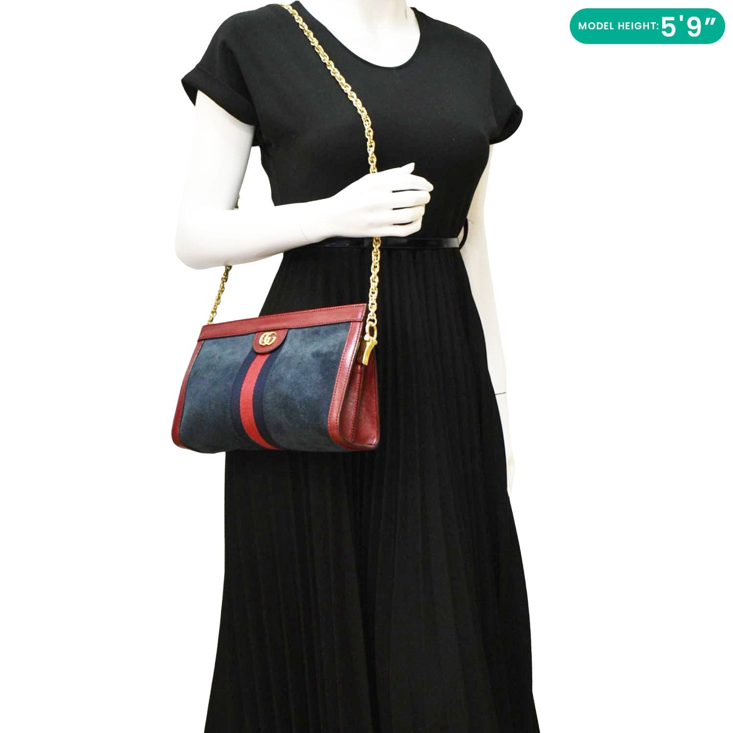 Gucci Ophidia Small Chain Shoulder Bag Suede Denim