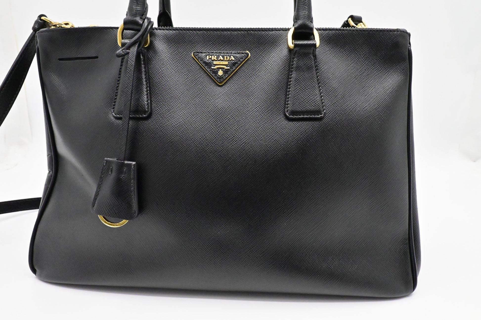 Prada Galleria In Saffiano Handbag Leather Black Travel Bag 3