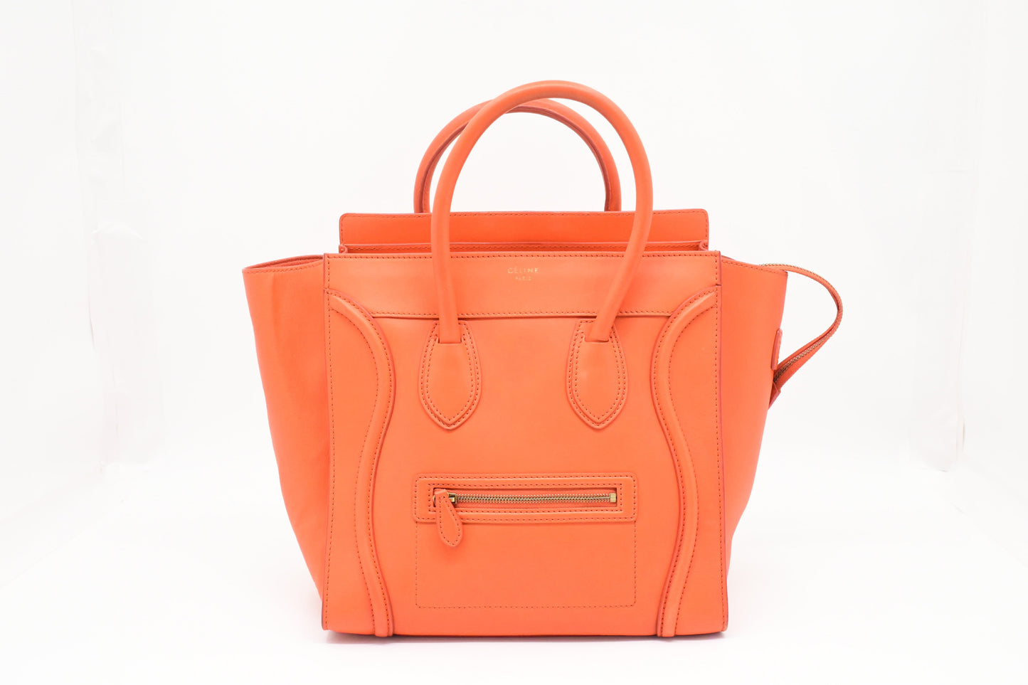 Celine Luggage In Orange Handbag Leather Mini Travel Bag