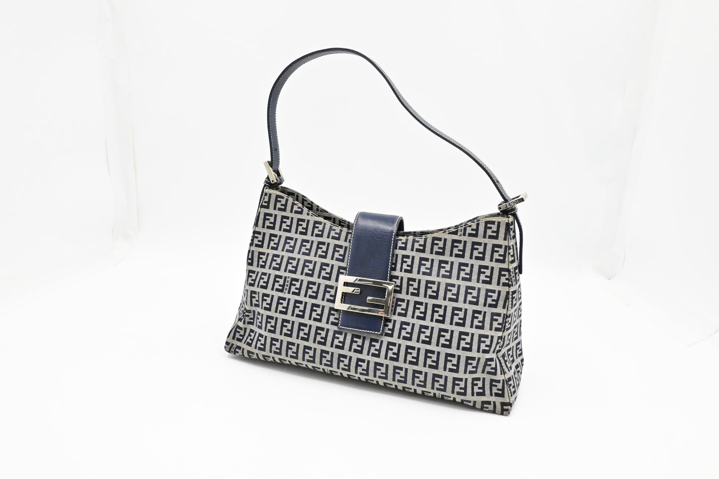 Fendi Shoulder Bag In Zucchino Canvas Blue Navy