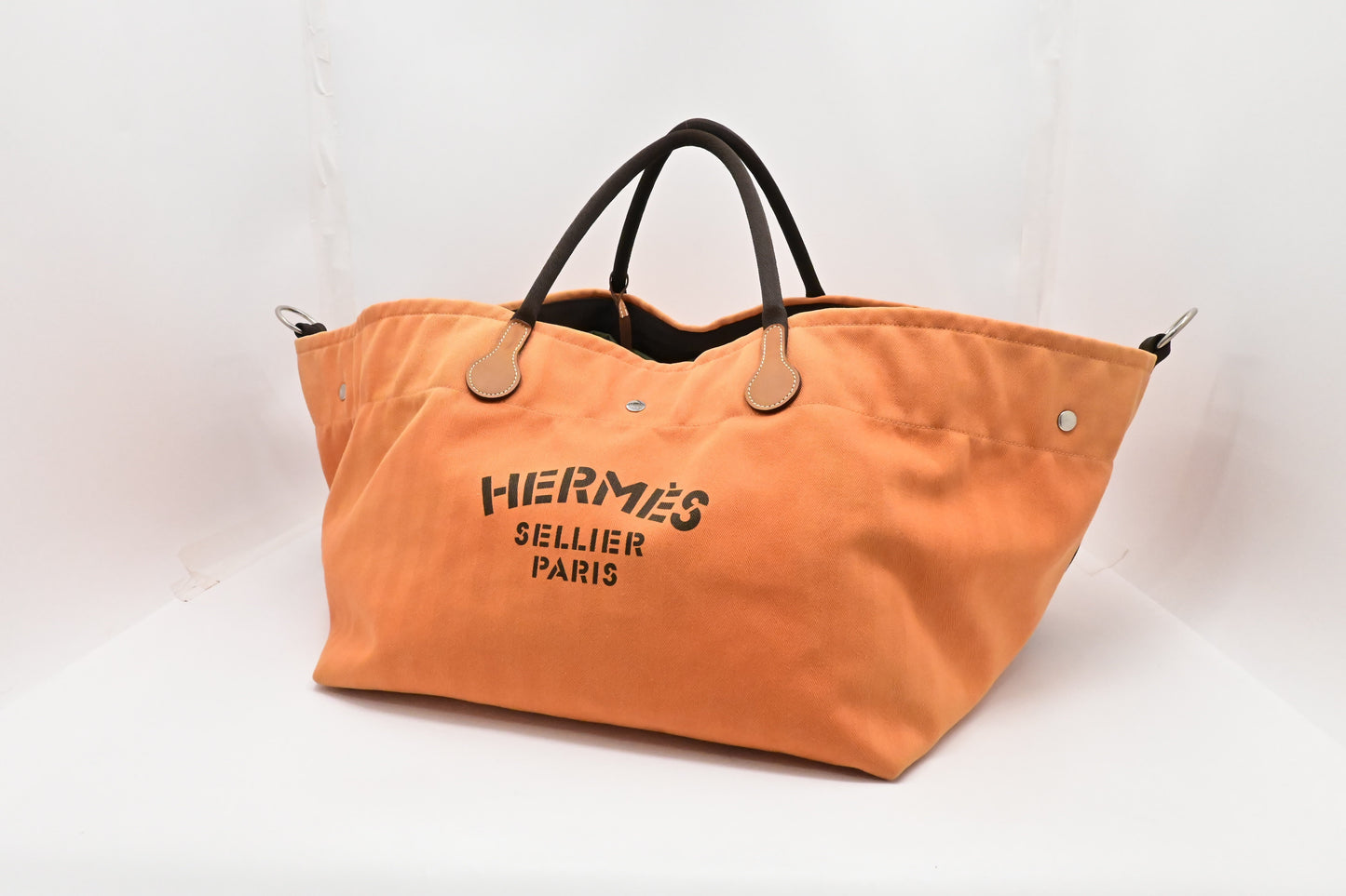 Hermes Fourre Tout De Cavalier In Orange Handbag Canvas Travel Bag
