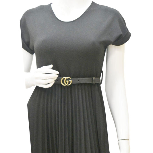 Gucci Double Buckle Marmont Reversible Belt Handbag Leather Black Accessory