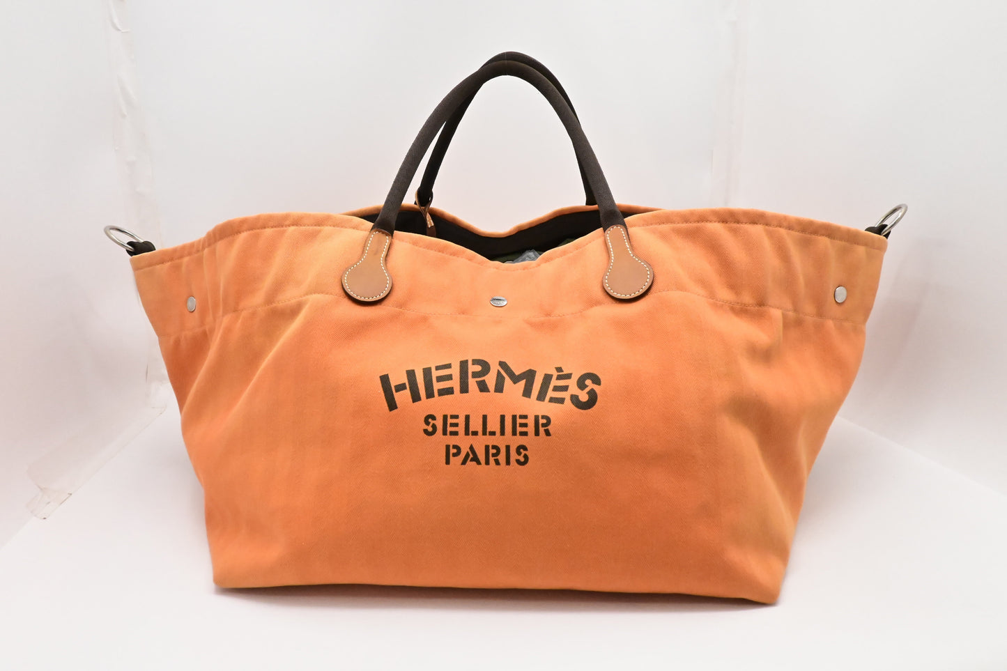 Hermes Fourre Tout De Cavalier In Orange Handbag Canvas Travel Bag