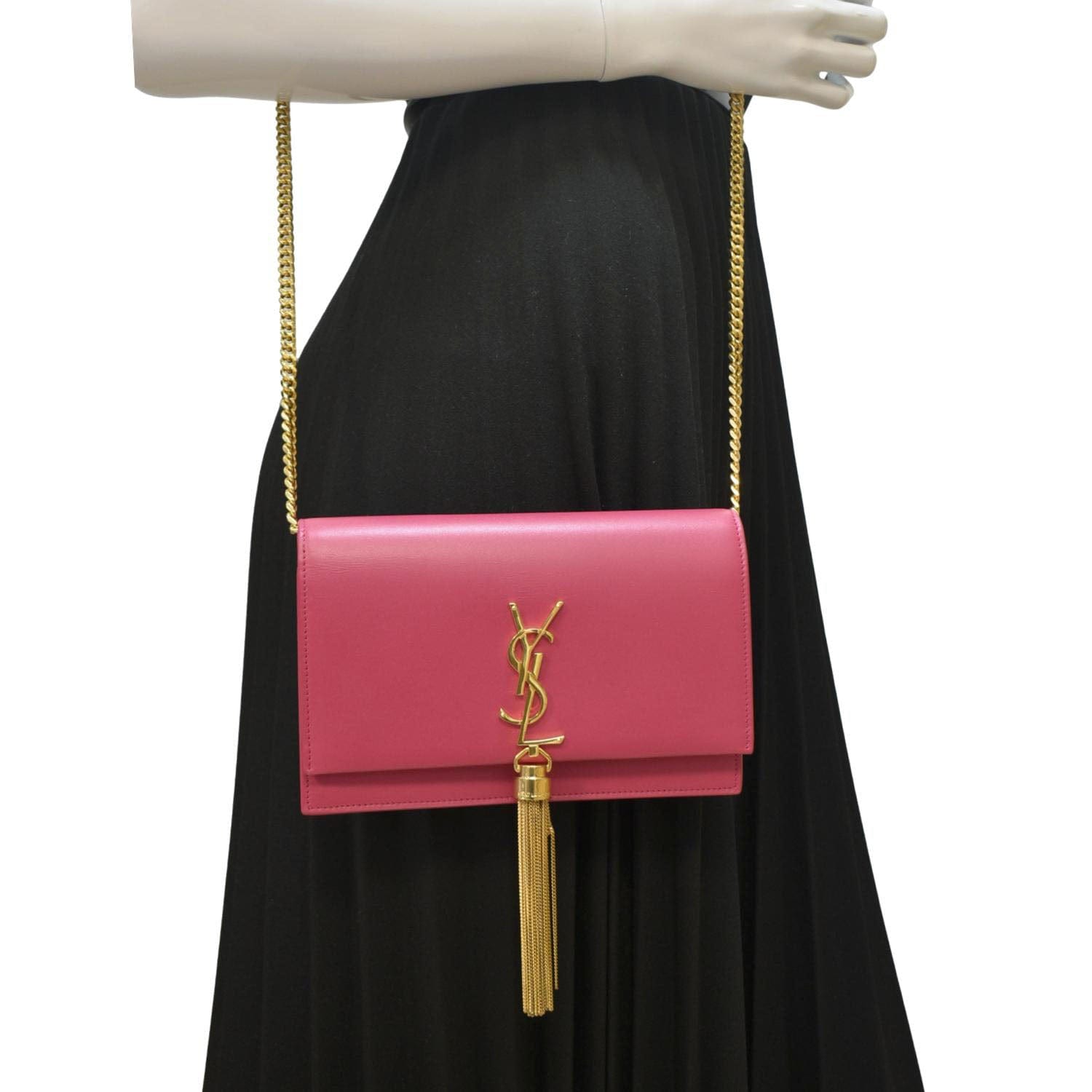 YSL Saint Laurent Yves Kate Smooth Crossbody Bag Hot Leather Pink Small