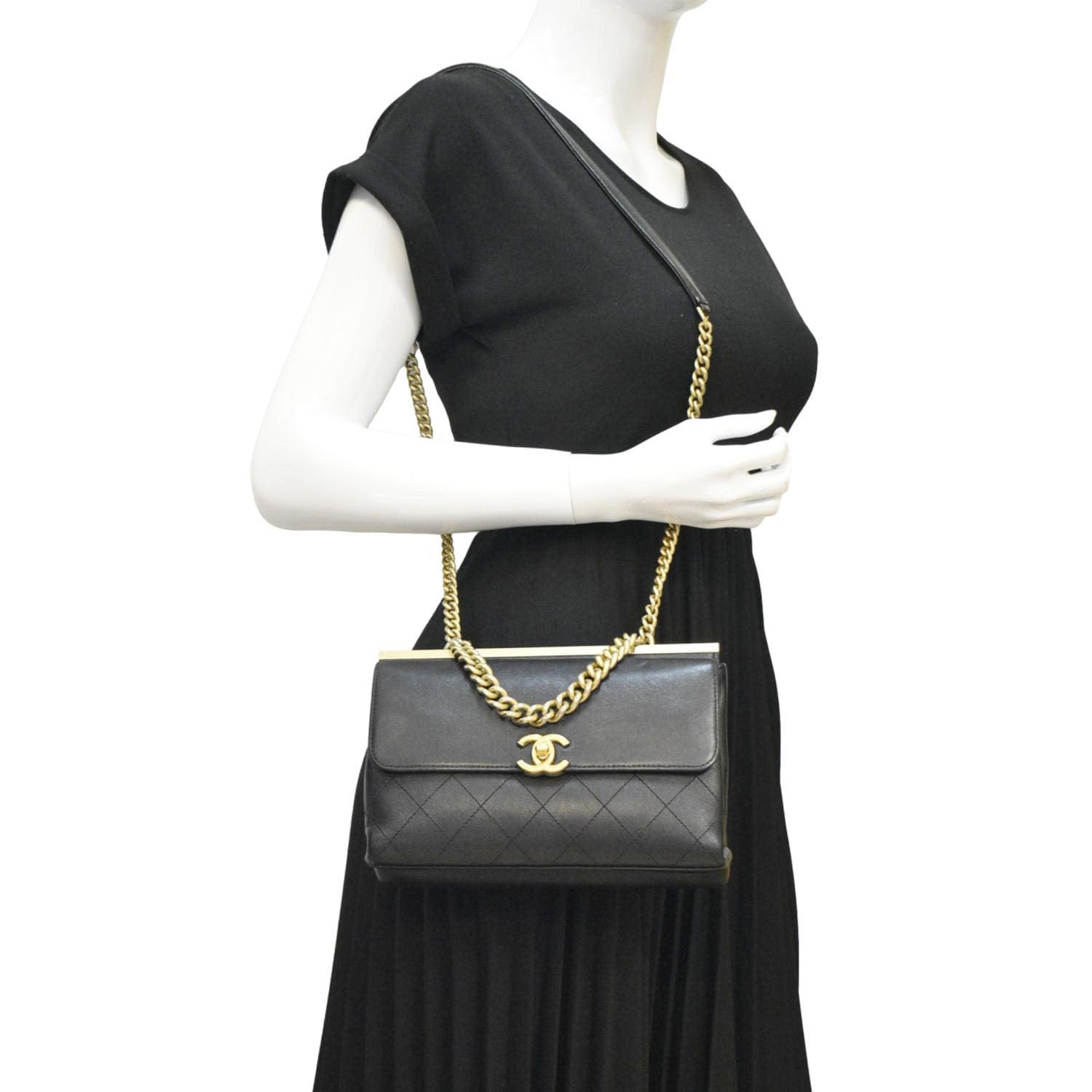 Chanel Coco Luxe Stitched Leather Black Travel Bag