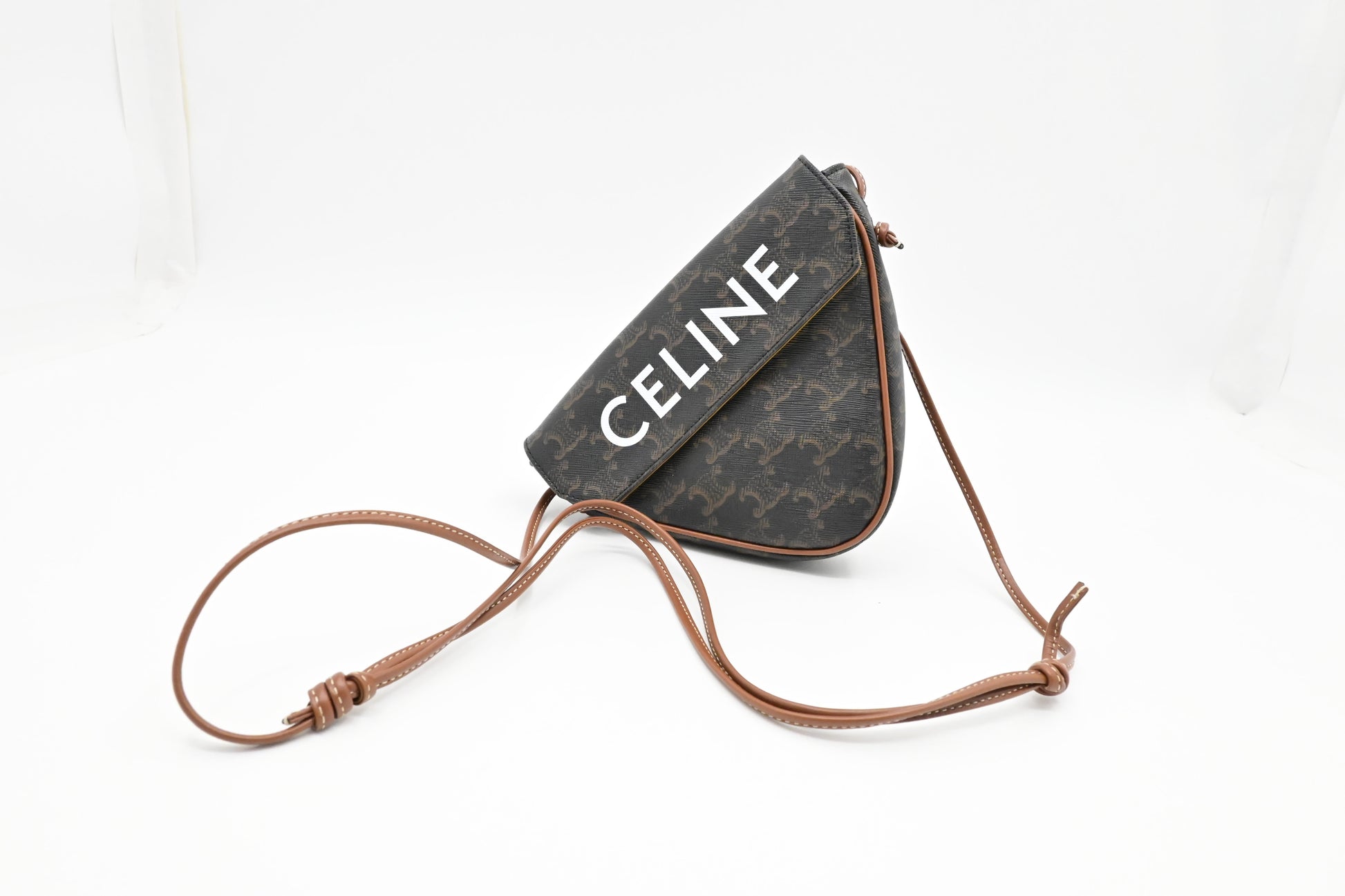 Celine Triangle Bag In Triomphe Canvas Travel Bag