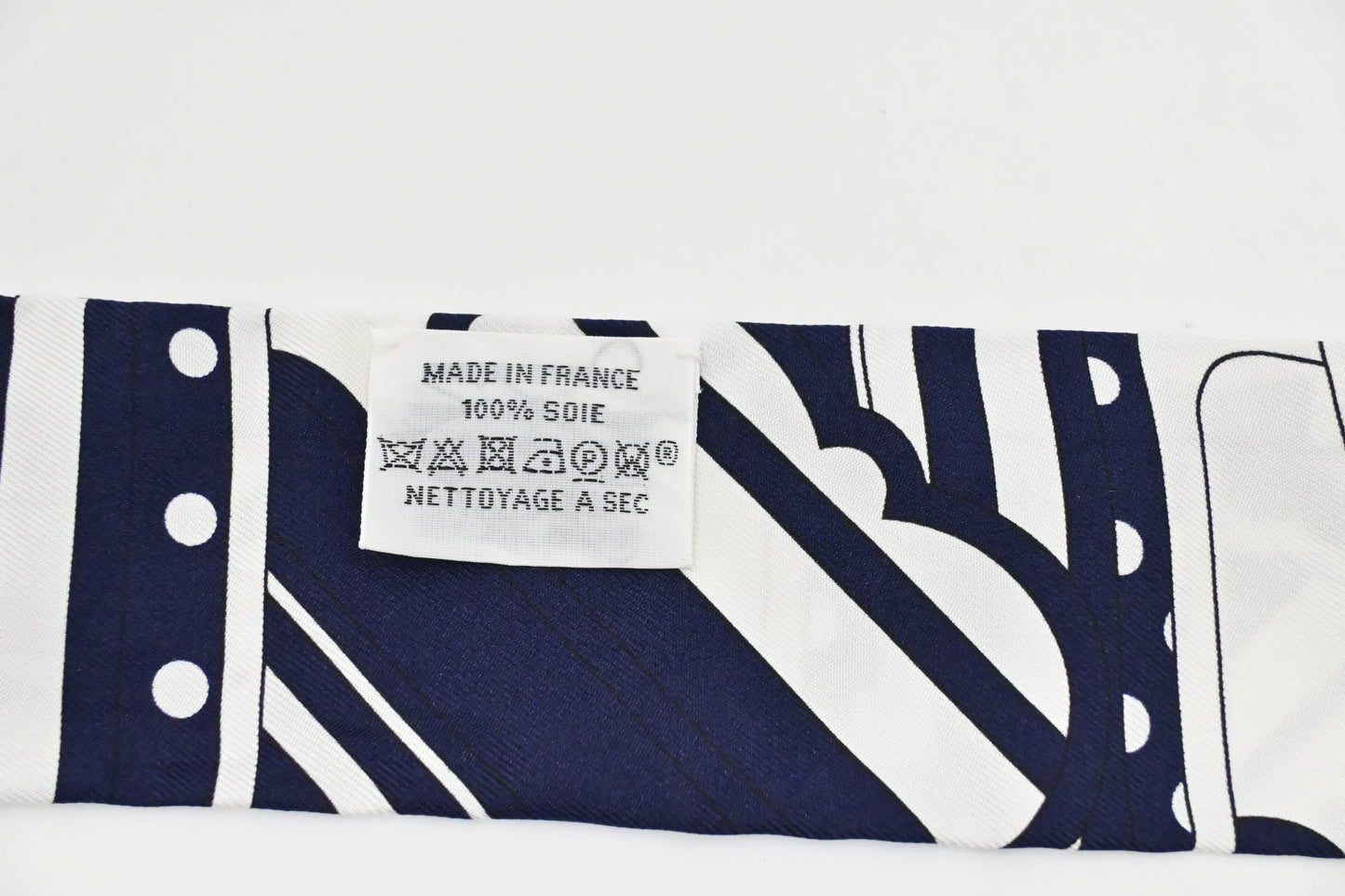 Hermes Twilly In And Navy Silk Handbag White Blue Travel Bag