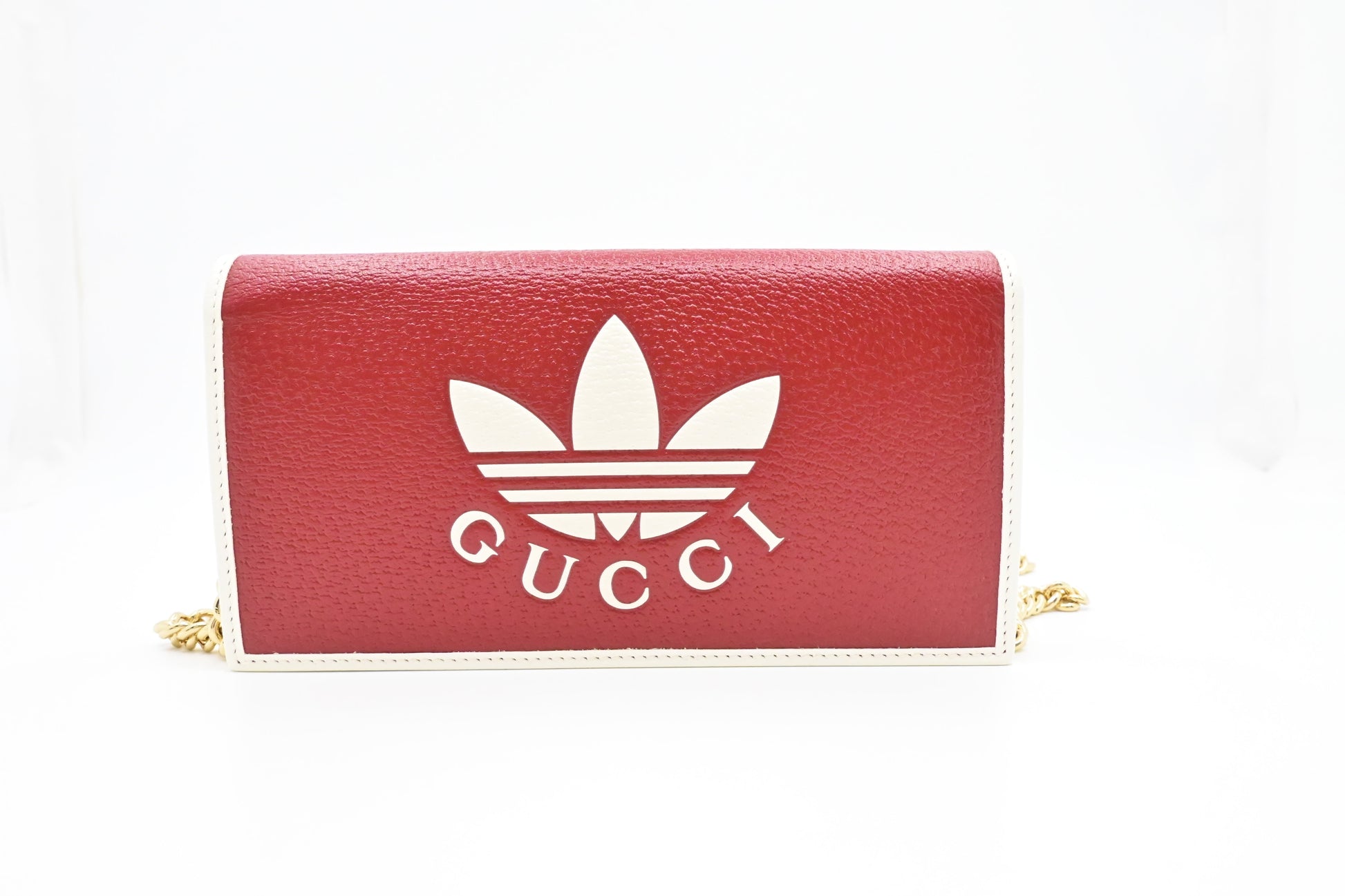 Gucci x Adidas Long on Leather White Red Chain Wallet Case