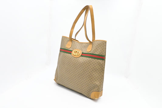 Gucci Sherry Line Micro GG Supreme Canvas Brown Tote Bag