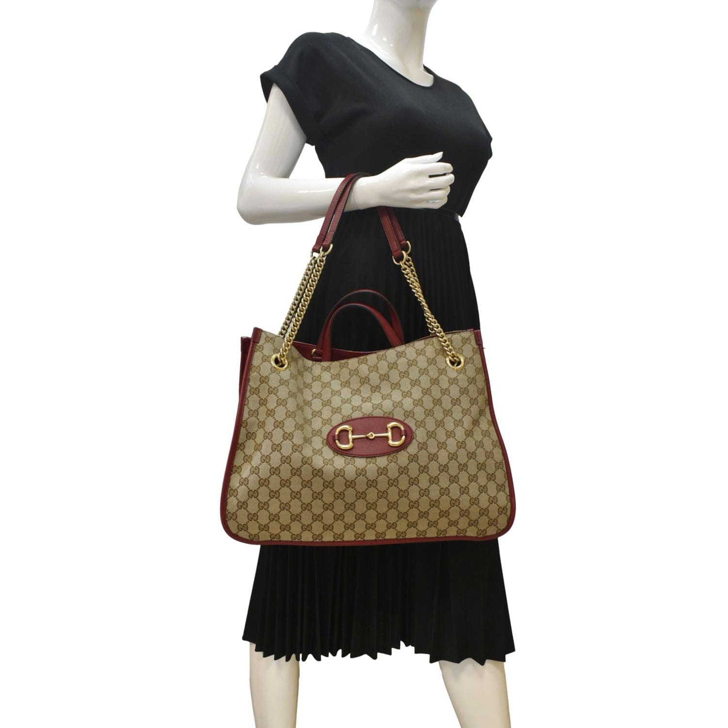 Gucci Horsebit Supreme Shoulder Bag Canvas Red