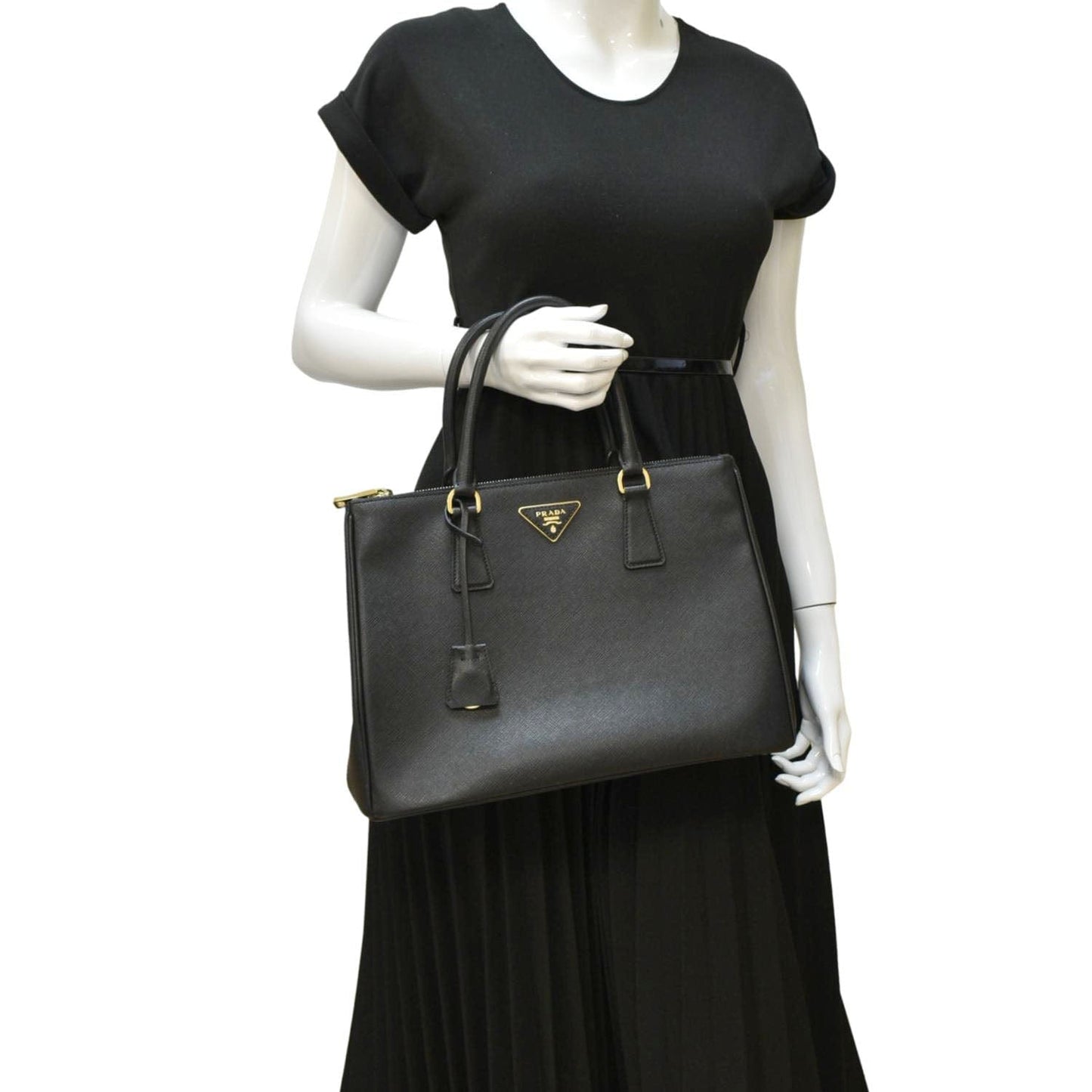 Prada Shoulder Bag Leather Saffiano Black
