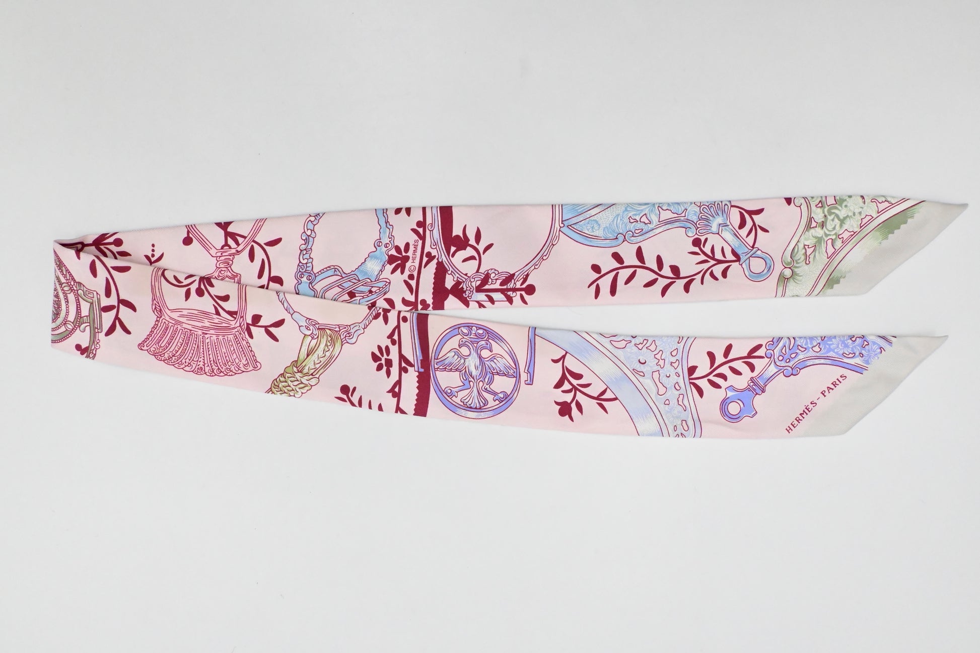 Hermes 'Etriers Remix' Twilly In Silk Handbag Pink Travel Bag