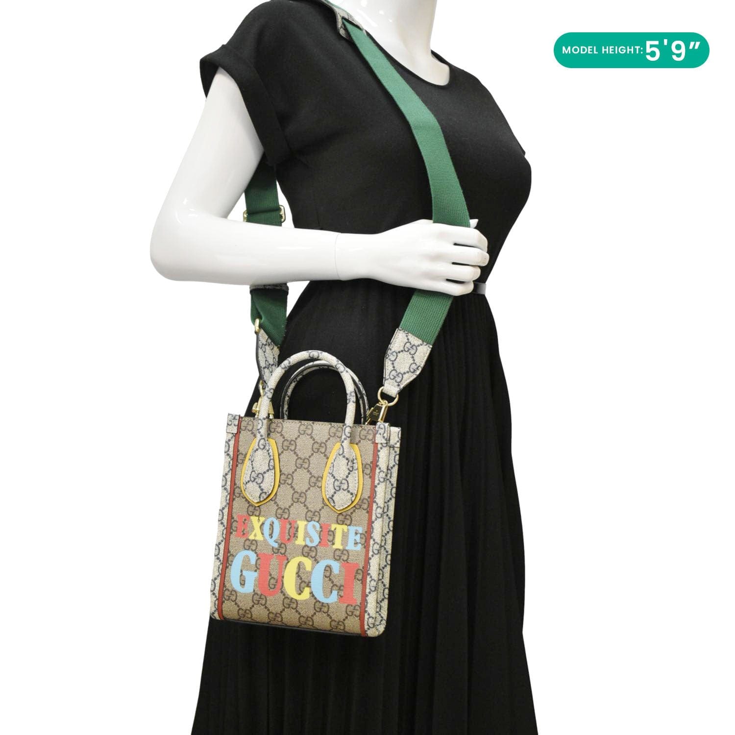 Gucci Exquisite Supreme Vertical Tote Shoulder Bag Canvas Beige