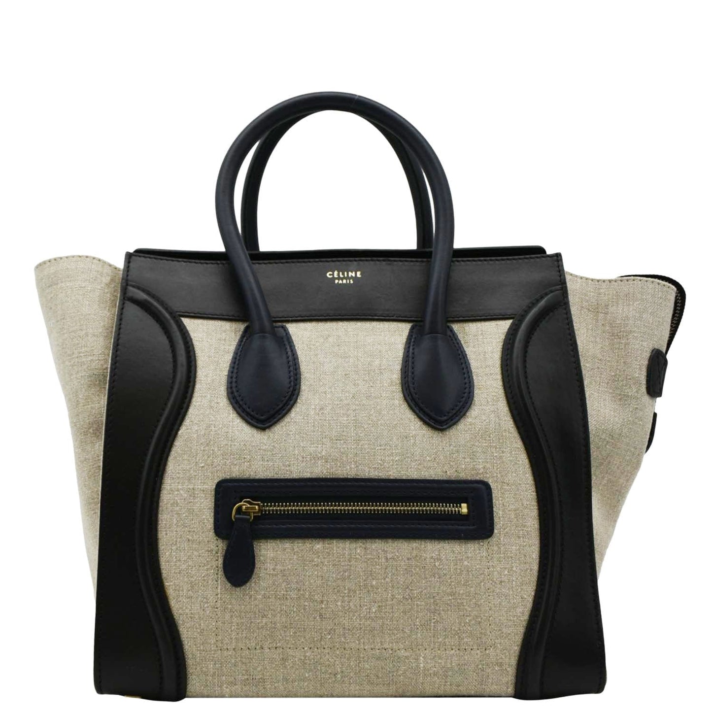 Luggage Tote Bag Tricolor Leather Mini