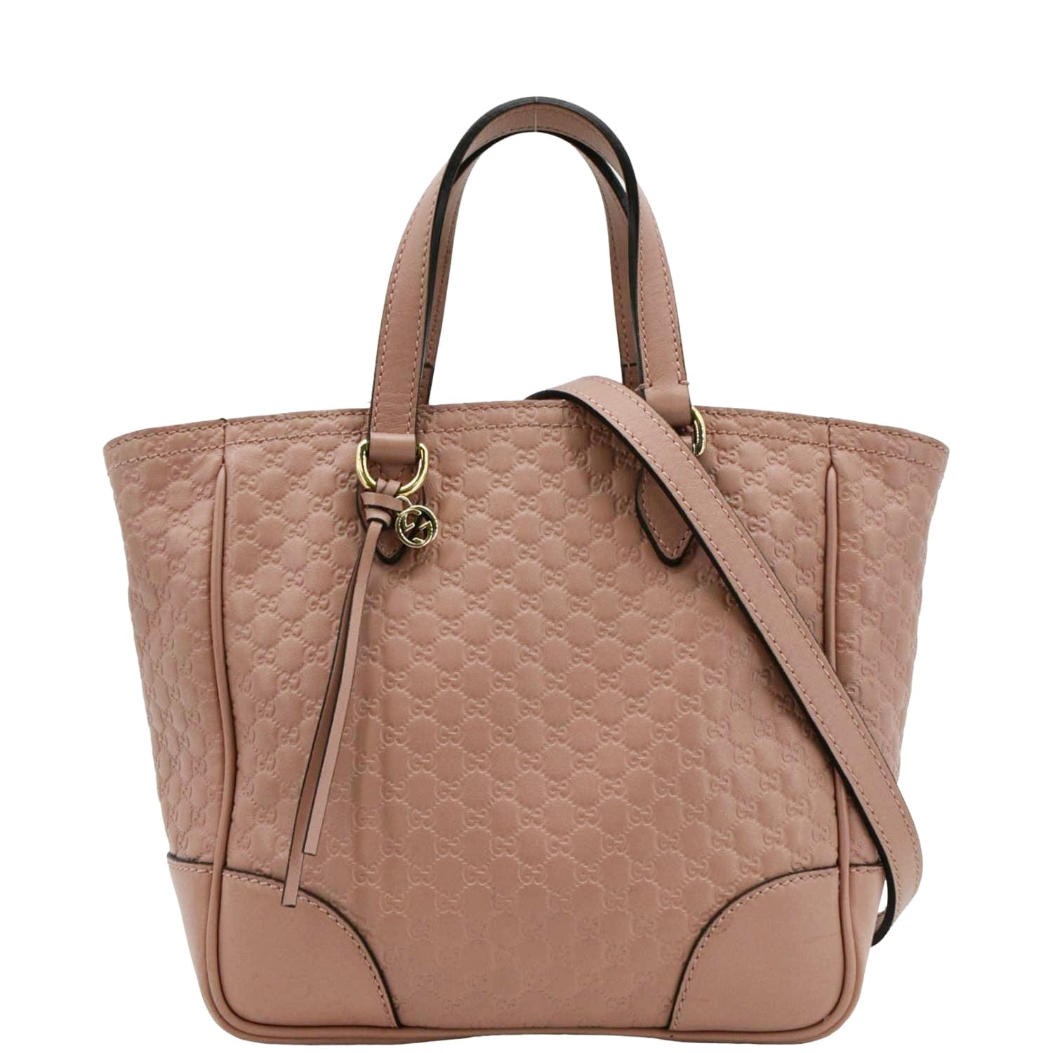 Gucci Bree Microssima Tote Crossbody Bag Leather Pink