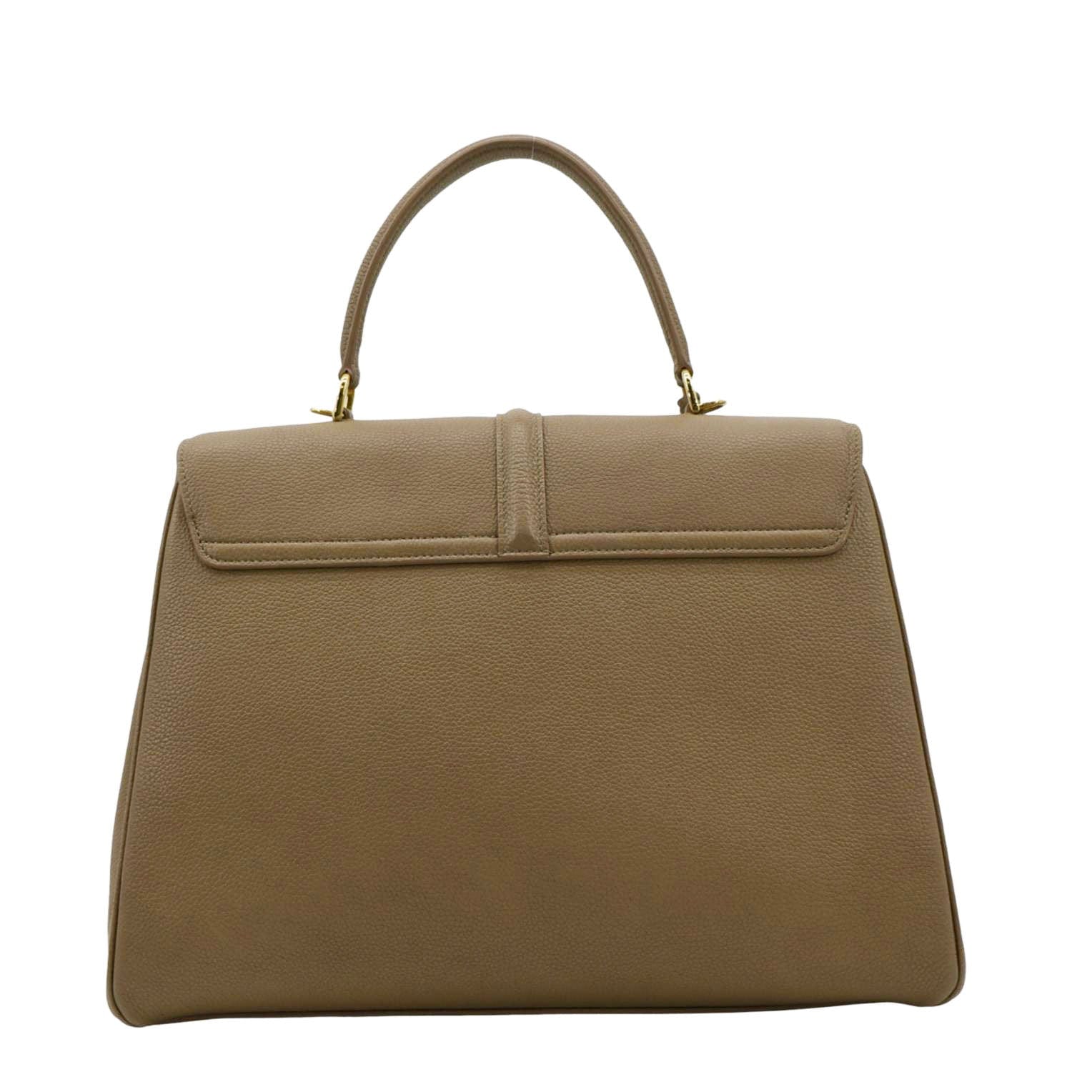 Tote Shoulder Bag Leather Beige