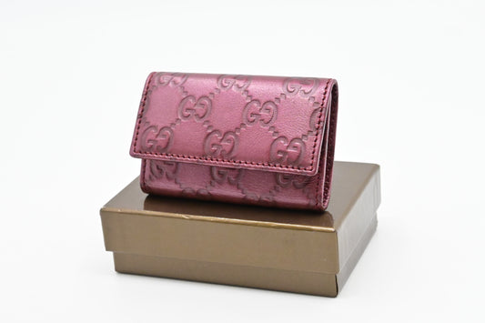 Gucci Key Pouch Raspberry Leather Travel Bag